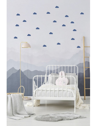 Stickers muraux nuages bleus Pom le bonhomme