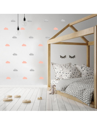 Stickers muraux nuages roses et argent Pom le bonhomme