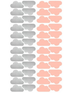 Stickers muraux nuages roses et argent Pom le bonhomme 2