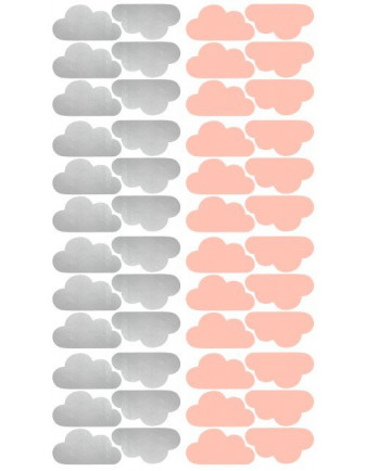 Stickers muraux nuages roses et argent Pom le bonhomme