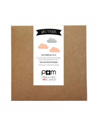 Stickers muraux nuages roses et argent Pom le bonhomme