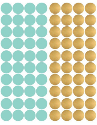 Stickers Muraux Pois Dorés et Vert Menthe Pom le Bonhomme