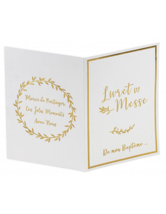 10 Livrets de Messe Mon Baptême Blanc et Or