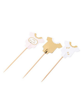 12 Piques Gateau Rose et Or Petite Merveille Fille