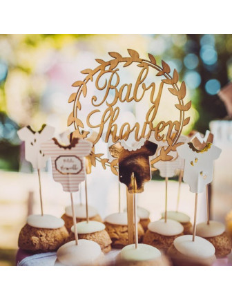12 Piques Gateau Rose et Or Petite Merveille Fille Déco Baby Shower Fille