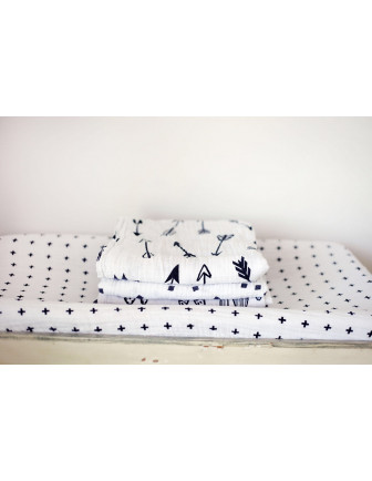 Housse Matelas à Langer Imprimé Croix Suisse Modern Burlap Cadeau Naissance