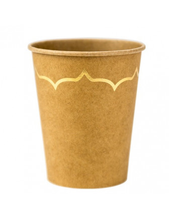8 Gobelets Kraft et Frise Dorée Déco Fête Champêtre