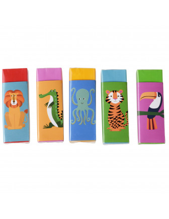 Coffret 5 Gommes Animaux de la Jungle Petit Cadeau Invité