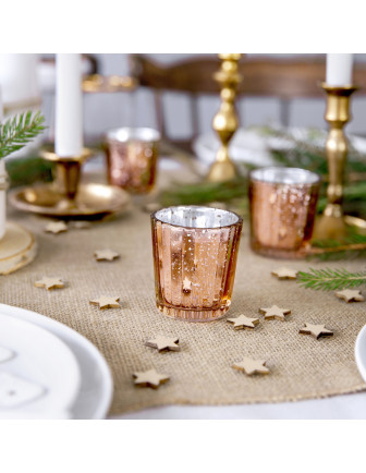 Pot en Verre Effet Métal et Rose Gold 6 Cms Déco Fête Rose Gold