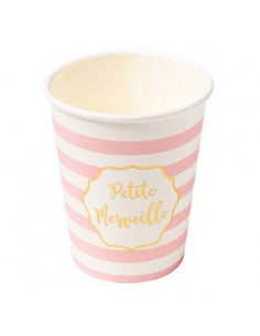 8 Gobelets Rose Blanc Petite Merveille Fille