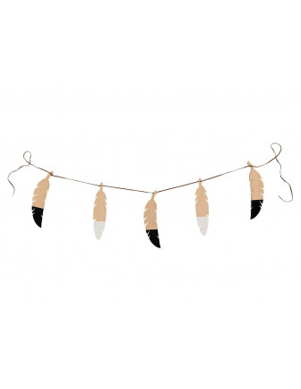 Guirlande Plumes en Bois Noires et Blanches Nobodinoz