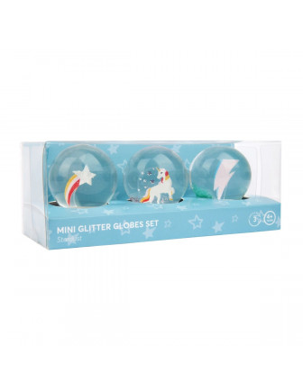 3 Mini Boules à Neige Sunnylife Licorne Etoile Eclair de Tonnerre Cadeau Fille Original