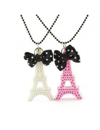 Collier Tour Eiffel Blanche ou Rose Pop Cutie