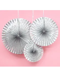 3 Rosaces Argent Holographiques en Carton 2