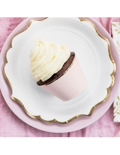 6 Habillages Caissettes Gateaux Rose Nude et Or
