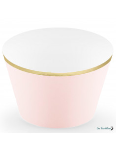 6 Habillages Caissettes Gateaux Rose Nude et Or 2