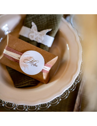 24 Etiquettes Autocollantes Merci Imprimé Fleurs Séchées Déco Mariage