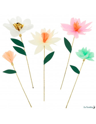 10 Tiges Fleurs en Papier Pastels Meri Meri