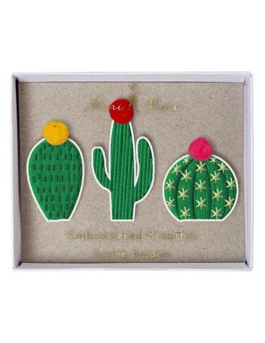 3 Broches Brodées Cactus Meri Meri