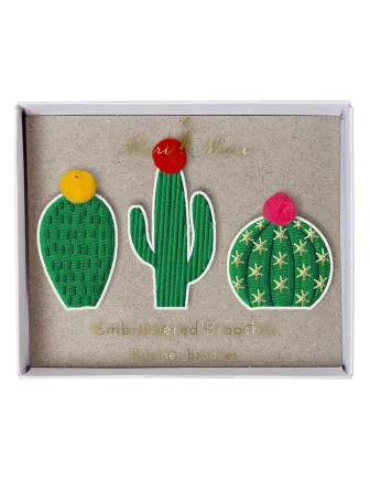 3 Broches Brodées Cactus Meri Meri