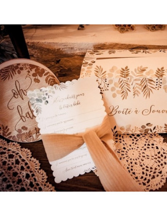 10 Cartes de Voeux Baby Shower Champêtre Animation Baby Shower