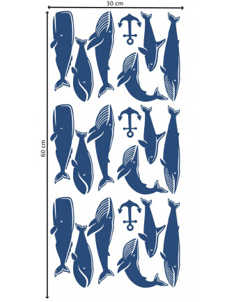 Stickers Muraux Marins Cétacés Bleus Pom le Bonhomme Déco Design