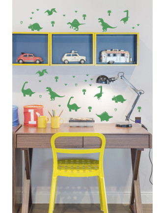 Stickers Muraux Dinosaures Verts Pom le Bonhomme Déco Chambre Enfant