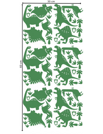 Stickers Muraux Dinosaures Verts Pom le Bonhomme Déco Chambre Enfant Design