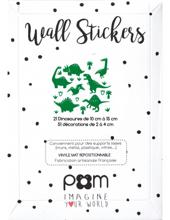 Stickers Muraux Dinosaures Verts Pom le Bonhomme Stickers Enfant