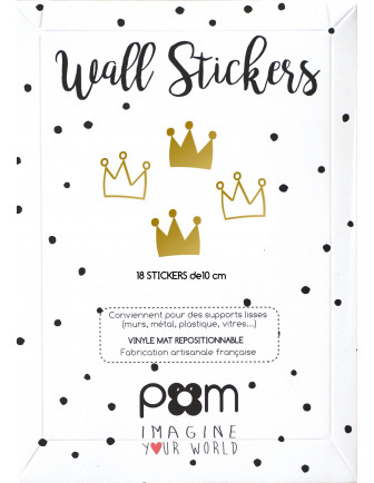 Stickers Muraux Couronnes Dorées Pom le Bonhomme Déco Design Chambre Fille