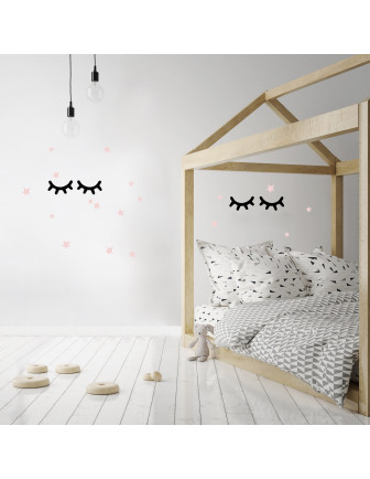 Stickers Muraux Cils Noirs Etoiles Rose Pastel Pom le Bonhomme