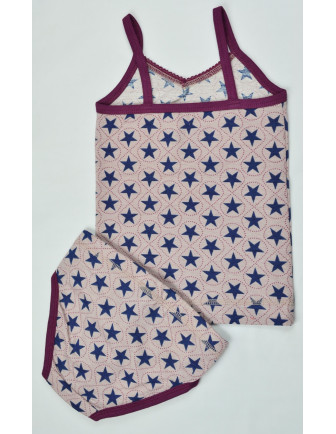 Ensemble Rose Clair Etoiles Marines Kik Kid Vêtement Enfant Fille