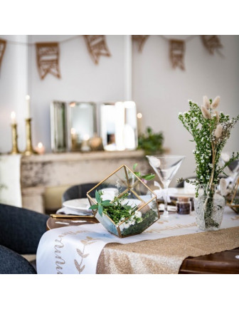 Chemin de Table Lin Communion Dorée Déco Table Bohème