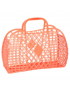 Grand Panier Rétro en Plastique Orange Fluo Panier Vintage