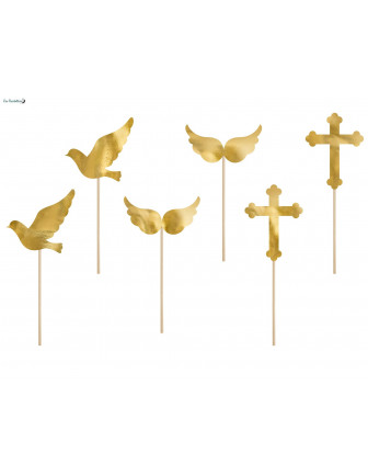 6 Cake Toppers Symboles Baptême ou Communion