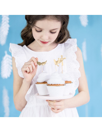 6 Cake Toppers Symboles Baptême ou Communion Fille