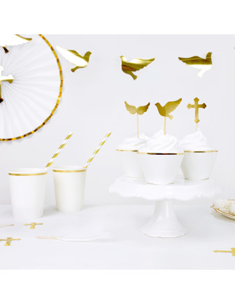 6 Cake Toppers Symboles Baptême ou Communion Fille ou Garçon