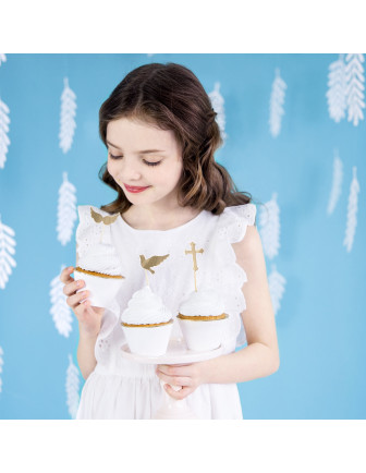 6 Cake Toppers Symboles Baptême ou Communion Fille Originale