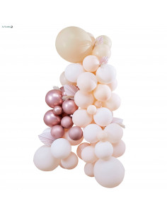 Kit Guirlande Ballons Pêche, Blancs, Rose Gold & Pampas Déco Bohème