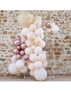 Kit Guirlande Ballons Pêche, Blancs, Rose Gold & Pampas Déco Bohème 2