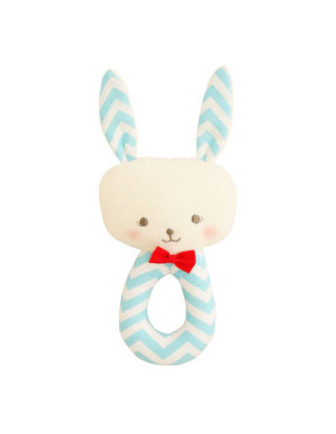 Hochet Rond Lapin Chevron Bleu Alimrose