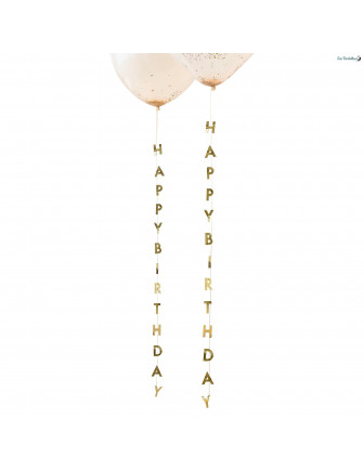 5 Queues de Ballon Happy Birthday Doré Déco Anniversaire Originale