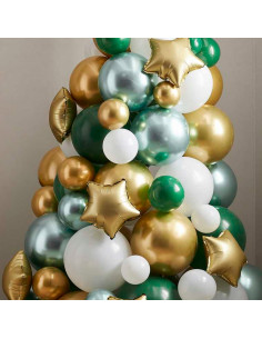 kit-sapin-de-noel-en-ballons-verts-blanc-et-or 2