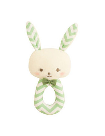 Hochet Rond Lapin Chevron Vert Alimrose