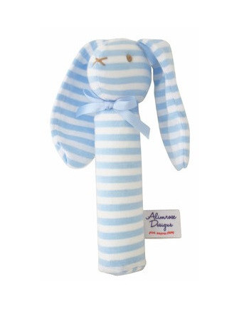 Doudou Lapin Rayé Bleu et Blanc Alimrose