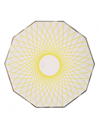 8 assiettes avec dessin géométrique fluo Meri Meri