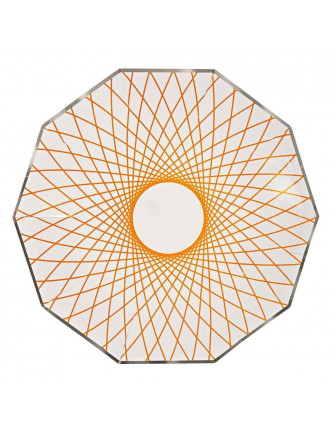 8 assiettes avec dessin géométrique fluo Meri Meri