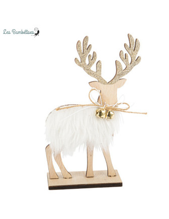 cerf-en-bois-fourrure-blanche-grelot-or-205-x-135-cms