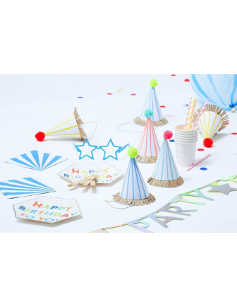 8 Petites Assiettes Octogonales Happy Birthday Tons Pastels et Fluos