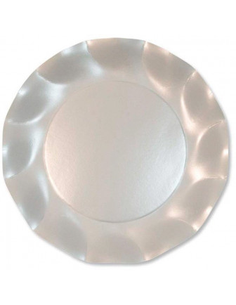 10 assiettes "pétales"blanc nacré 21 cms